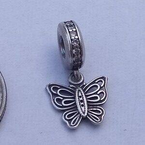 Pandora ALE Sterling Silver CZ Love Takes Flight Butterfly Dangle Charm.